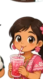 Cartoon girl sipping an agua fresca