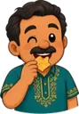 Cartoon man enjoying a tortilla chip