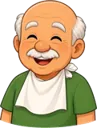 Cartoon grandpa with a napkin tucked in