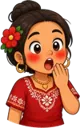 Cartoon woman fanning her mouth after spicy salsa